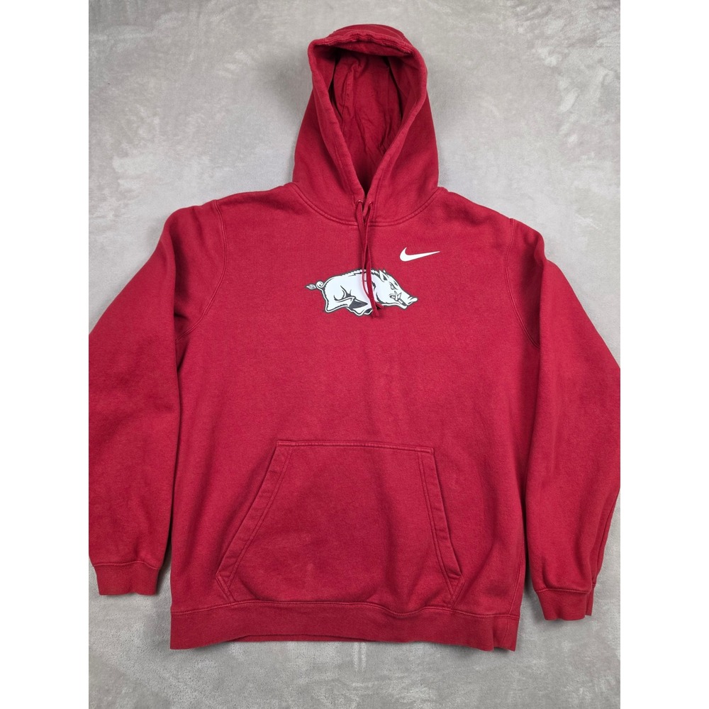 Nike Hoodie Mens XL Red Arkansas Razorbacks NCAA Pullover Sweatshirt AR3380